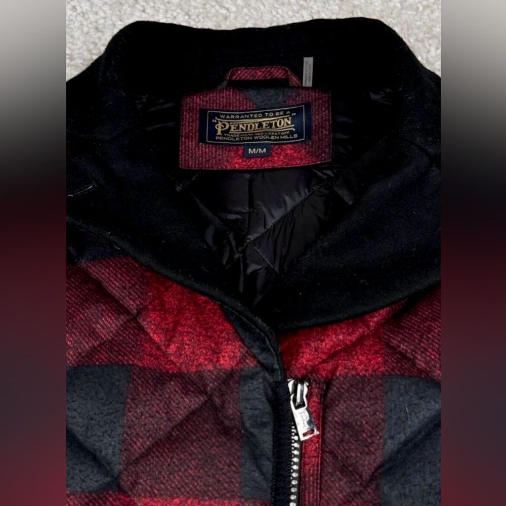 Pendleton Buffalo Check Collared Quilted Mid Length Down Coat EUC! - Picture 7 of 14